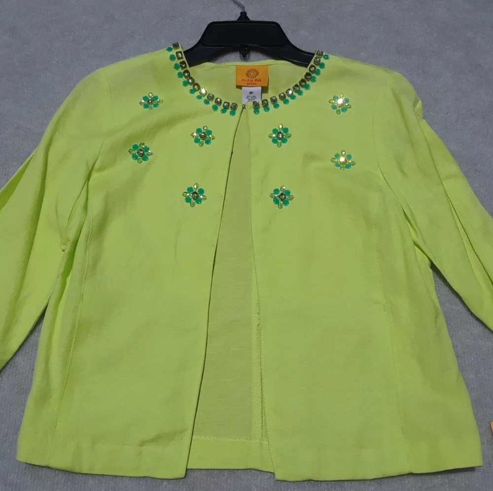 NWT, Lime Colored Linen Crop Jacket